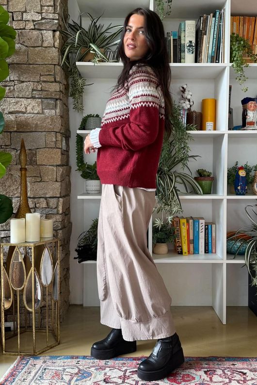 Fair Isle Knit Burgundy